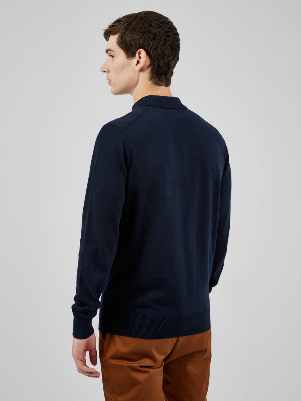 Pull à Col Polo Ben Sherman Signature Long-Sleeve Bleu Marine | GGF-27263106